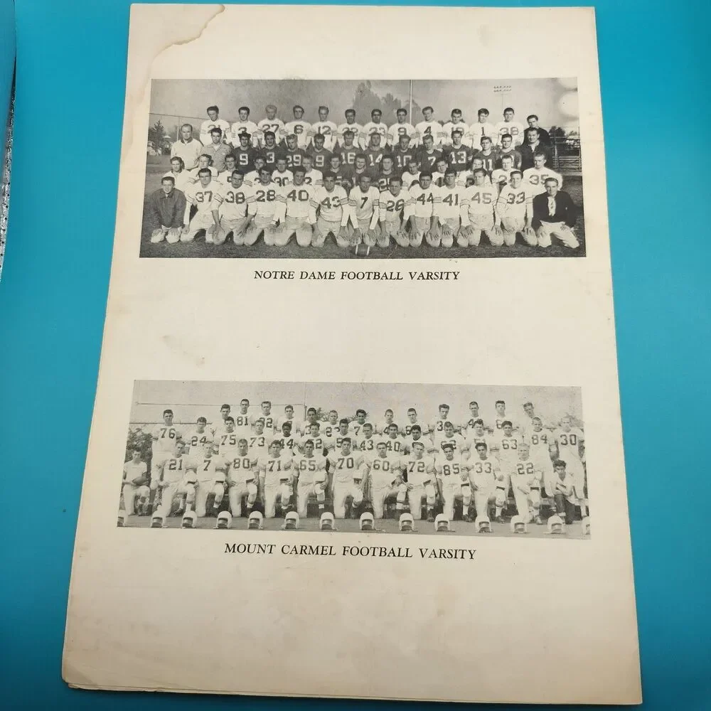 1955 Notre Dame vs. Mt. Carmel Football Program Vintage NCAA College Game